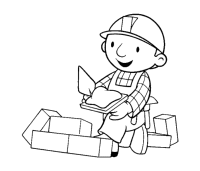 A coloring page of bob the builder